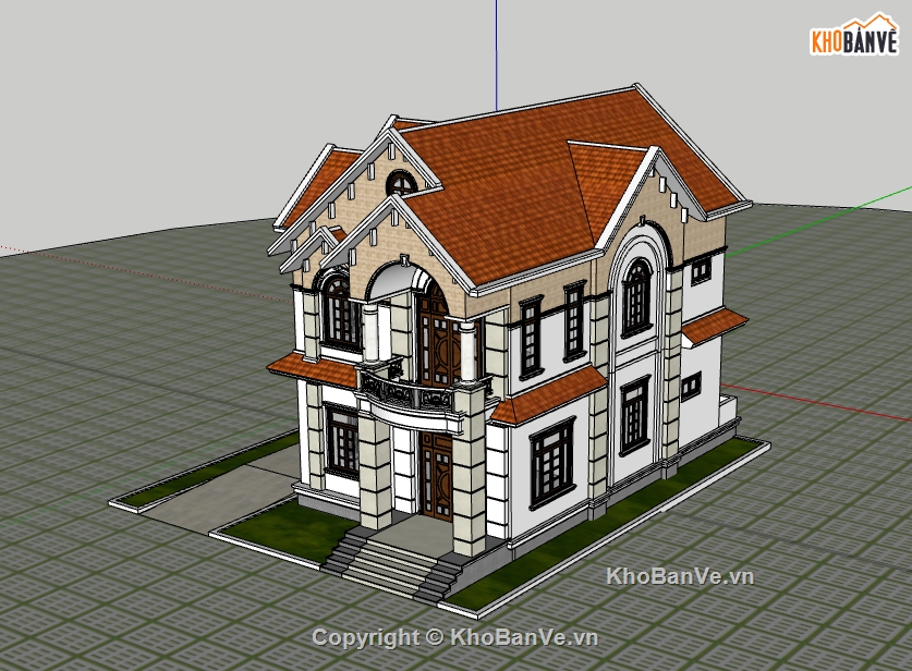 Model 3d biệt thự 2 tầng,file sketchup 3d biệt thự 2 tầng,file sketchup biệt thự 2 tầng,3d biệt thự 2 tầng